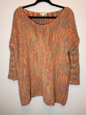 EARTHBOUND Multicolor Peach & Pastel Scoop Neck Sweater